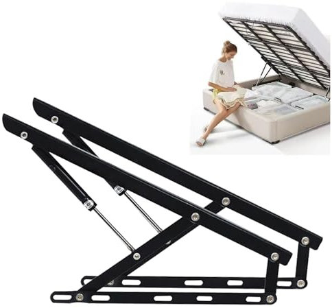Paquete de 2 mecanismos de elevación de cama neumática para cajas de cama pesadas, resortes de gas,bisagras de resorte,bisagras de resorte plegables, Kit de mecanismo hidráulico de elevación de cama(1
