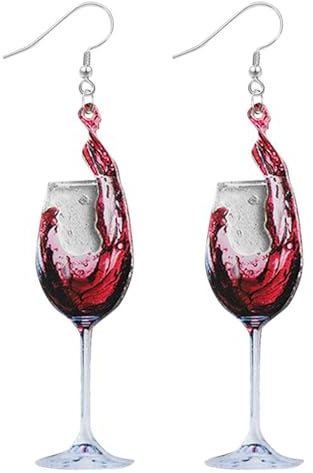 Boucles d'oreilles à bière Verre de vin en Verre en Verre Acrylique Yellow Whisky pour Femmes