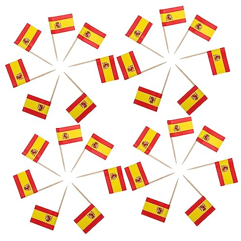 Banderas de Palillos de Dientes 65mm 200 Piezas de Madera | Decoración Segura y Saludable, Color Amarillo, para Tartas y Eventos Temáticos