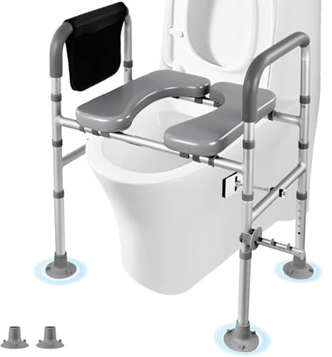 Raised Toilet Seat with Handles,Adjustable Height & Width,400lbs Weight Capacity,Universal Toilets Seats Riser,Handicap Elevated Toilet Seats for Elderly,for Elderly, Pregnant,Handicap,Fit Any Toilets