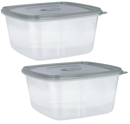 Aohyue 2 Piezas Fiambreras Contenedores de Alimentos, Recipientes Herméticos, Recipientes de Plástico para Comida, Sin BPA, Apta para Lavavajillas, Congelador, Transparente (Cuadrado, 2250ml)
