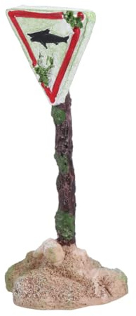 Kisangel Carton Résine Déco Aquarium Petit Panneau Avertissement Poisson Décoration Paysage Aquarium Résistant Eau Douce et Salée