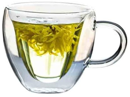 Dh2yjnbf3 Tazze da caffè in vetro trasparente a forma di cuore, bicchieri da bere a doppia parete da 180/240 ml con manico(Grande)