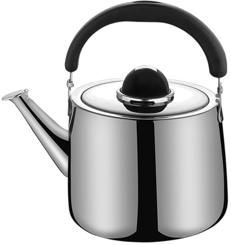 Yadlan Théière en Acier Inoxydable 2L avec Sifflet, Theiere Induction Bouilloire Retro Poignée Résistante à la Chaleur pour Cuisinière