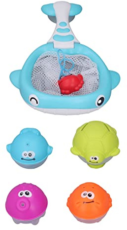 Yunseity Ensemble de Jouets d'animaux Flottants, Jouet de Bain de Pêche éducatif avec Boules de Pulvérisation d'eau, de Poisson de Baignoire Sûrs