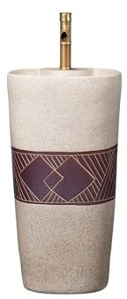 Lavello a colonna in ceramica per uso esterno – Lavabo da giardino con rubinetto e scarico, elegante e lavabo a colonna per patio, cortile o giardino