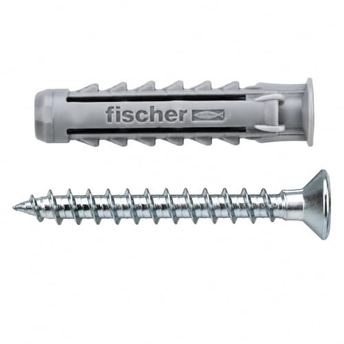 25 Tasselli Fischer SX M6 con Viti Zincate 25 VITI 4.5x35 mm – Tasselli Universali ad Alta Tenuta per Muro, Cemento, Mattone e Cartongesso 50 PEZZI – Kit Fissaggio FBA – VITFER