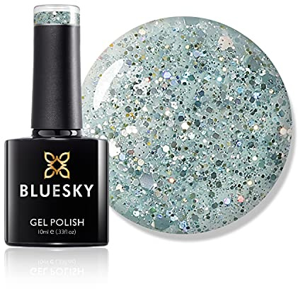 Bluesky Gel Nail Polish, Dazzling Blz49, Blue, Glitter, Light, Sky, Long Lasting, Chip Resistant, 10 ml (Requires Drying Under UV LED Lamp)