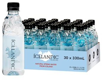 Icelandic Glacial Premium Still Water 330ml Recycled PET Bottles x 30 Per Pack – Alkaline/Low PH, Recycled Packaging, BPA Free, Carbon Neutral from Icelandic Spring. Low TDS and Mineral Content
