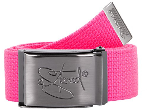 2Stoned Stoffgürtel Koppelgürtel Neon-Pink 4 cm breit mit matter Schnalle 120 cm lang für Damen und Herren