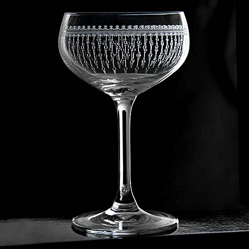 Urban Bar Crystal Cocktail Glass – 1 Elegant Champagne Coupe – Lead Free Crystal Glassware, Vintage Etched – Perfect Prosecco Glasses – Dishwasher Safe, Bartender Quality – 210ml / 21cl