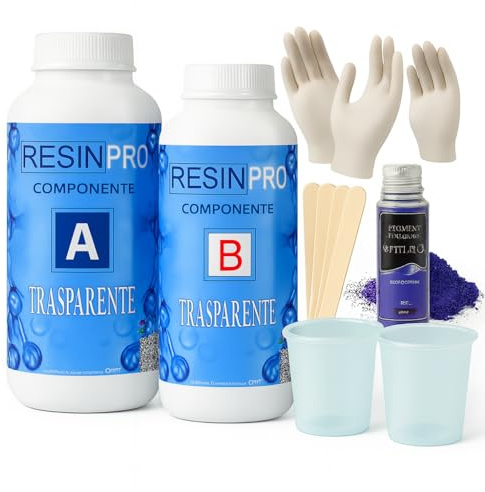 Resin Pro 1,6 Kg EpoxidharzSet speziell für Schmuck und handwerkliche Kreationen zertifiziert ungiftig PerlglanzPigmente Handschuhe und Kit zur Vorbereitung im Lieferumfang enthalten