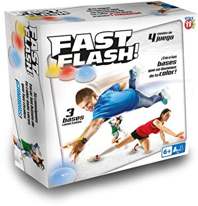 IMC Toys Play Fun BY Fast Flash | lustiges Geschicklichkeitsspiel, in dem Sie die Basen Spielen müssen, die in Ihrer Farbe so schnell wie möglich leuchten! Für Kinder ab 6 Jahren