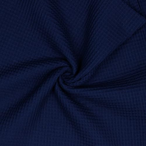 VmG-Store Waffelpique Meterware Waffel Stoff 100% Baumwollstoff Tex 100 (011 I Navy, 50 x 150cm)