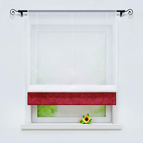Yujiao Mao Voile Raffrollo mit blickdichten Blende Voile Bändchenrollo mit Tunnelzug Transparent Vorhang 1 Stück BxH 45x155cm