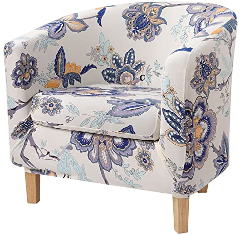 hyha 2 Stück bedruckter Sesselbezug mit Kissenbezug, Abnehmbarer Stretchbezug für IKEA Tullsta, Sesselbezug, Möbelschutz für Wohnzimmer, Vintage-Blume