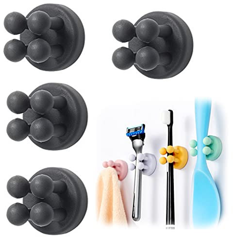 WUBAYI Supporto per rasoio senza foratura, supporto per spazzolini da denti, rasoio da donna, supporto adesivo per rasoio bagnato, portapenne autoadesivo, morsetto per asciugamani (6 pezzi)