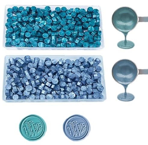 Wachs-Siegel-Perlen, ANBOSE 200 PCS Grau Blau und 200 PCS Entengrün Siegelwachsperlen für Wachssiegel, Siegelperlen zur Herstellung von Partyeinladungen