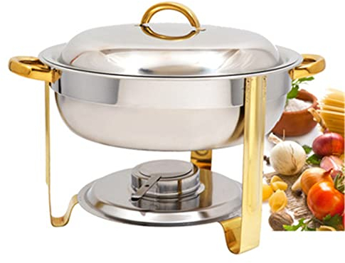Samnuerly Chafing Speisenwärmer Speisenwärmer Chafing Dishes Runder Chafing Dish Buffet Bankette Catering Veranstaltungen Bequem und Praktisch (Color : Silver, Size : 34x34x24cm)
