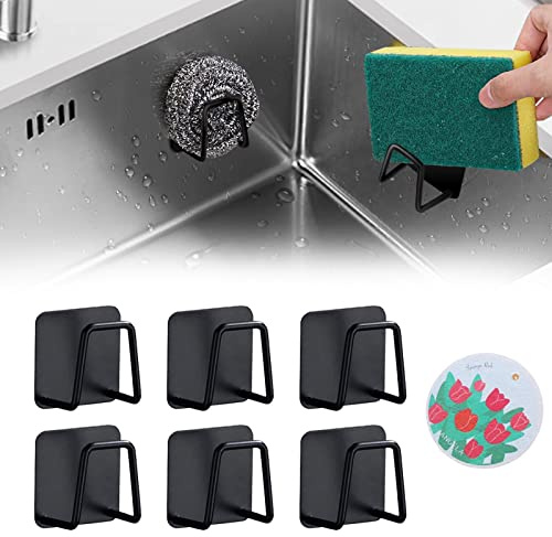 Bavooty Schwammhalter für die Küche,Schwammhalter für Spüle, Küche, Schwamm, Küche, aus Metall, Spülschwämme für Küche,SpüLbecken Organizer,6pcs (Schwarz)