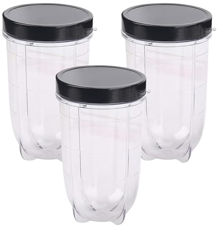 Magic Bullet Ersatzbecher, 250 W, 3 Stück, 473 ml, mit Deckel | Ersatzteil, kompatibel mit Magic Bullet 250 W Mixer-Entsafter