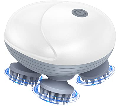 Ankilo Elektrisches Kopfmassagegerät,Kopfmassage Elektrisch mit 4 Knetköpfen Austauschbar,Kopfhaut-Massagegerät,IPX7 Wasserdicht Katzen Massagegerät,für Ganzkörpermassage,HundeköRper,Haarwachstum