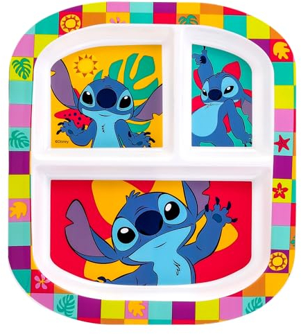 Zawadi Global Stitch - Piatto a 3 sezioni, riutilizzabile, per colazione, pranzo, cena