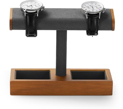 Papten Uhrenständer Holz, Uhrenhalter Armbandständer Schmuck Ständer Schmuck Display für Damen Herren (Dunkelgrau)