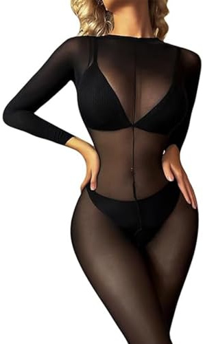 HTRUIYATY Damen Bodystocking Sexy UltradüNner Full Body Stockings Nylon GanzköRper Strumpfhose Bodysuit