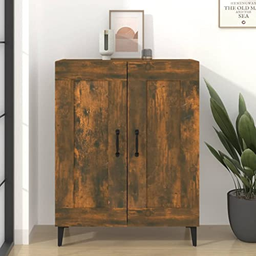 TJROO Credenza con Ante 69,5x34x90 cm Mobile Alto Mobiletto Ingresso Armadietto Multiuso Mobile Contenitore Mobiletto Salvaspazio Mobile da Salotto Legno Multistrato, ferro Rovere Fumo