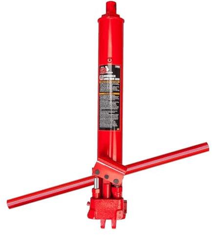BIG RED Torin - Gato hidráulico Largo con Bomba de pistón Doble y Base de Horquilla (Compatible con: grúas de Garaje/Taller, polipastos de Motor y más): Capacidad de 8 toneladas (16 Libras), Rojo