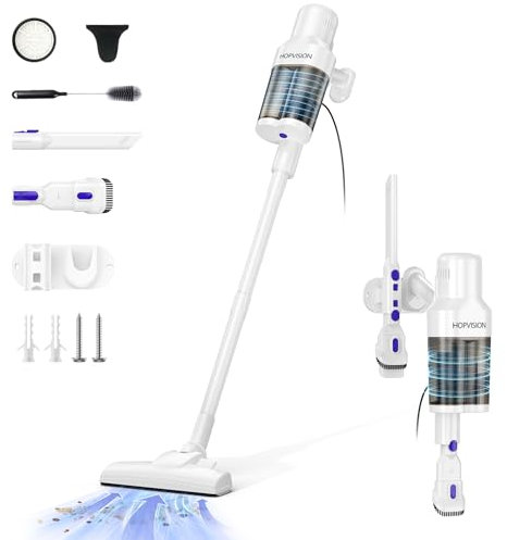 HOPVISION Aspirapolvere,600W 20kPa Aspirapolvere Senza Sacco Con Filo, Scopa Elettrica Potente e Ultraleggera,Cavo di Alimentazione Portatile da 5m,per Auto/Tappeti/Peli di Animali with HEPA Filter.