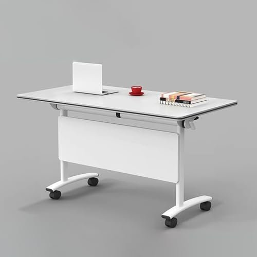 AYMIXEM Großer, klappbarer Konferenztisch mit leisen Rollen, moderner, klappbarer Besprechungstisch für den Büro-Konferenzraum (1 Packung)