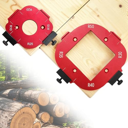 2 stencil per fresatura, 4 in 1, dispositivo rapido per lavorazione del legno R10 R15 R20 R25 R30 R35 R40 R50, Radius Jig Router Stencil angolare, accessorio fresatrice a denti