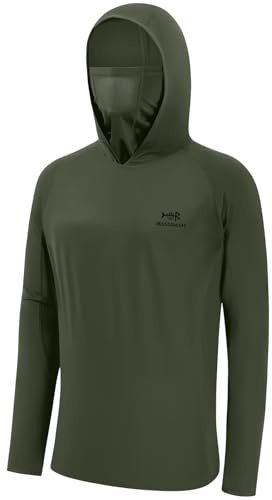 Bassdash UPF 50+ Chemise de pêche à Manches Longues avec Masque UV pour Homme