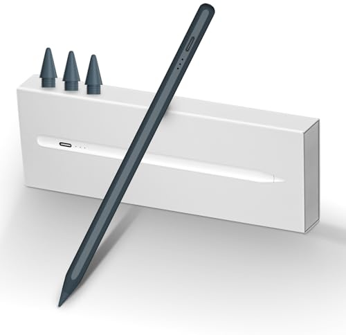 MEKO Eingabestift für Apple iPad 2018 – 2025, schnelles Aufladen mit Handflächenabweisung | Neigungsempfindlichkeit, Pencil für 6-11e, Mini 5/6e, Air 3-5e/13/11 M2-M3, Pro 11 Zoll/12,9 Zoll (3-6)/13 Zoll M4, Grau