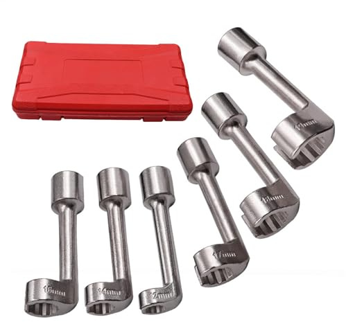 Clé à douille pour lignes d'injection, clé à douille en L - Outil pour enlever les lignes d'injection, kit de 6 douilles d'ouverture | Jeu de clés d'injecteur, clé à douille solide pour lampe de poche