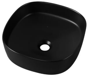 DILECI - Vasque à Poser Salle de Bain Noire Mate - Lavabo Carré avec Courbes Arrondies - Design Contemporain et Finition Élégante et luxe - Compacte et Facile à Installer - 37,5x37,5x13,5 cm