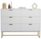 UEV Kommode mit 6 Schubladen Schrank Holz mit Kippsicherung Metallfuß Highboard Sideboard Schmal kommode Beistellschrank für Wohnzimmer Schlafzimmer,Flur 100x34x73,5cm weiß