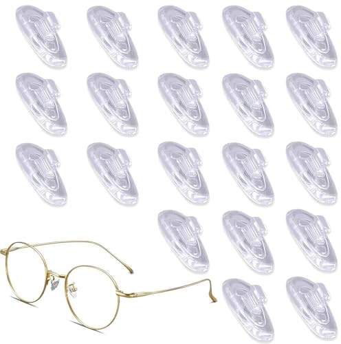 10 Pairs Push-in Silicone Nose Pads, 7x14 mm Bridge Cushions, Clear | 10 pairs of clear push-in silicone nose pads 7x14 mm, non-slip surface with tool-free fit for glasses and sunglasses.
