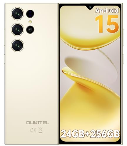 OUKITEL C61 PRO Smartphone Android 15-6,88 HD+ In-Cell 90Hz Cellulare 24(8+16) GB RAM + 256GB ROM/TF 1TB 5150mAh, 13MP+5MP 4G Dual SIM Cellulari e Smartphone NFC/Face ID/Fingerprint/OTG Oro