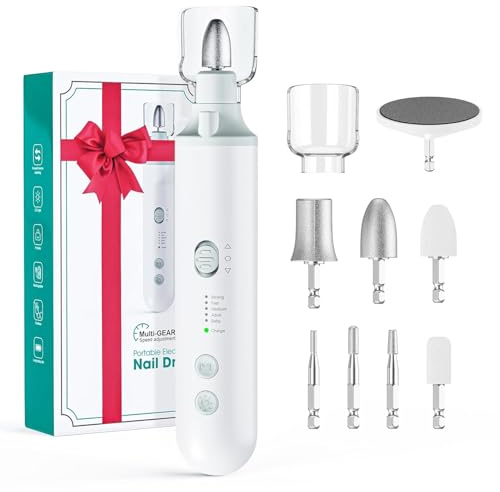 Nagelfräser Kabellose, Elektrische Nagelfeile 20000 U/min, Sanft & Anfängerfreundlich, Vibrationsarm & Wärmearm, LED Licht, 5 Stufen, bürstenloser elektrischer für Gel, Acryl & Hornhaut