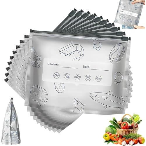 Cling Film Alternative - Aluminium Foil Extra Strong - Freezer Bags with Zip Bag Function - Reusable Food Bags (10 Pieces, M (20 x 13 cm)