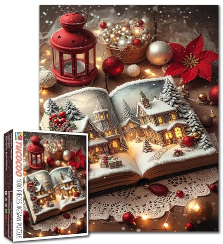 Puzzle de Noël pour adultes de 1 000 pièces - Scène de village de Noël - Puzzle à faire soi-même - Jeux d'activités familiales - Décoration murale d'intérieur - Cadeaux d'artisanat - 50,8 x 68,6 cm