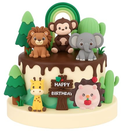 12Pcs Wild Animal Cake Toppers - Realistic Cake Decorations Happy Birthday, Cake Toppers Wild, Baby Birthday Party, Animal Cake Topper, Baby Shower Party Decorations