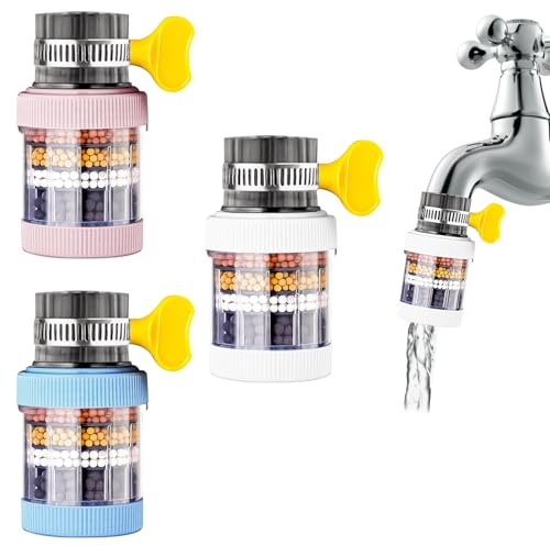 3 Pack Water Tap Filter,PVC Faucet Water Filter,Activated Carbon Kitchen Tap Filter for Home Kitchen Bathroom