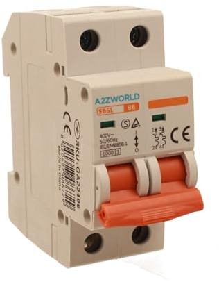 Interruptor magnetotérmico 6A B6, bipolar 2P, curva B 6kA, 2 módulos DIN 220 V AC, certificado IEC60898-1, serie SB6L