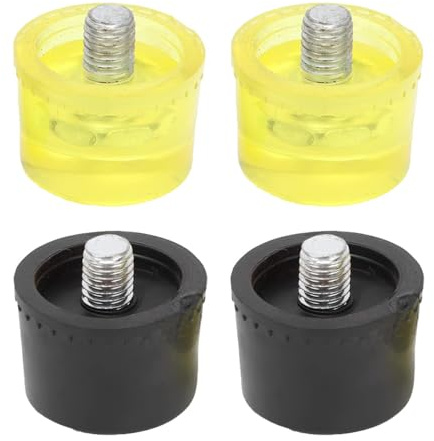Rubber Hammer Replacement, 2Pcs Yellow 2Pcs Black Striking Head Rubber Mallet Replacement Mallet Hammer Accessories for Jewelry DIY Craft Tools Leather Craft (35mm/1.38in)