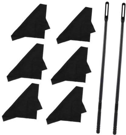 Flötenreinigungsset mit 34cm Kunststoffstab und Wischtuch für Profis | Schwarzes Reinigungszubehör, Entfernt Schmutz im Inneren, Tragbar, für Tägliche Pflege und Spiel