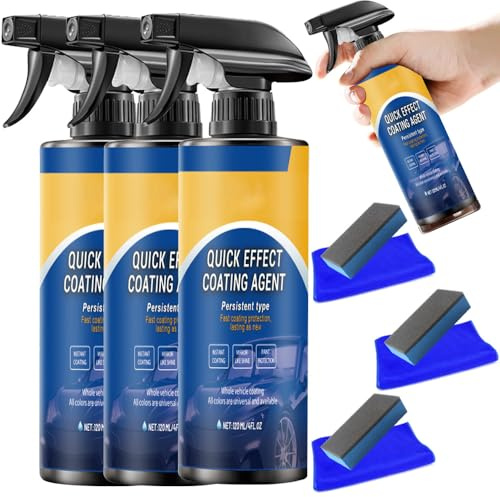 Spray Céramique Voiture, Spray Plastiques Intérieurs Finition, Polish Voiture Protection Anti-Rayures, Polisseuse Voiture, Protection de Revêtement Voiture Quick Coating Spray (3 PCS)